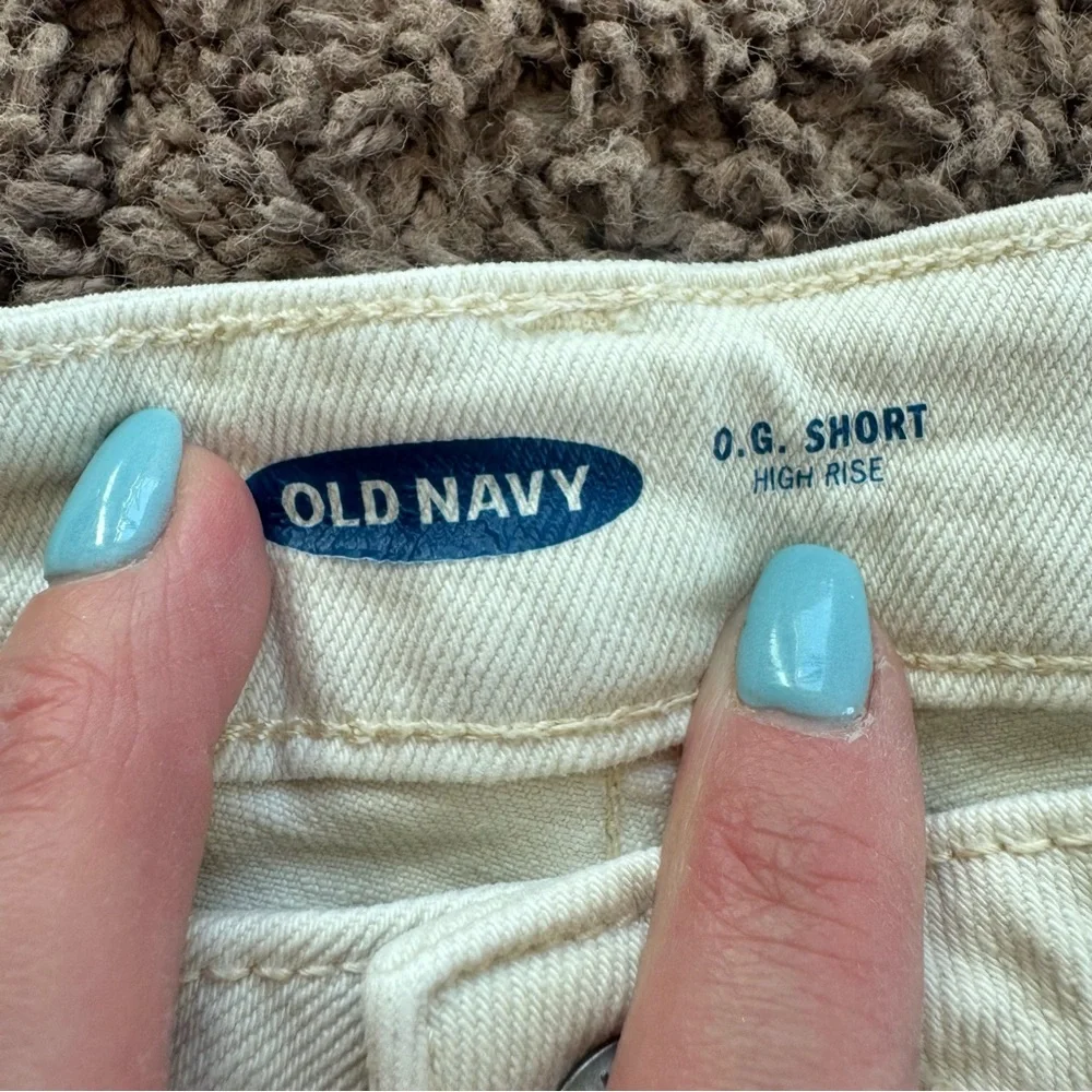 Old Navy O.G. Denim Shorts Beige Cream High Rise Size 16 - Picture 4 of 9